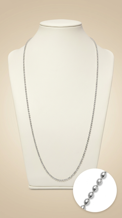 Cadena con balines en oro blanco 18K