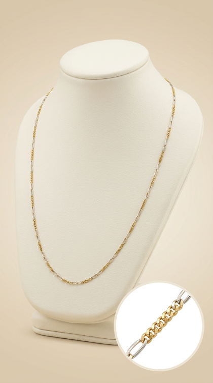 Cadena Fígaro en oro combinado 18K