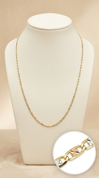 Cadena Plana en oro combinado 18K