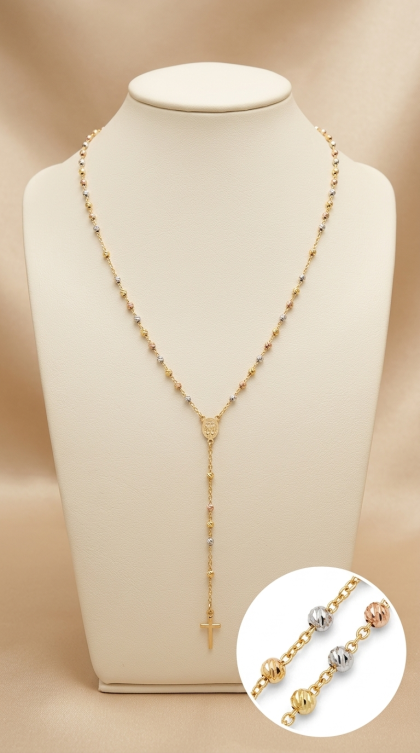 Rosario en oro combinado 18K