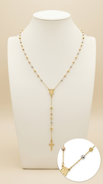 Rosario en oro combinado 18K