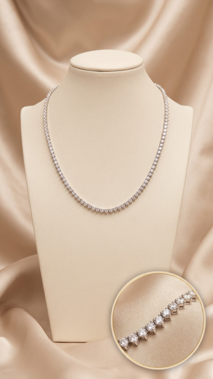Gargantilla en oro blanco 18K con Diamantes