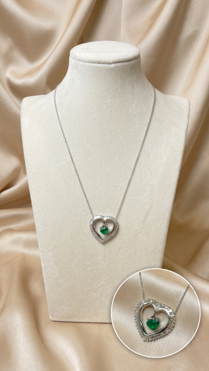Gargantilla en oro blanco 18K con Esmeralda y Diamantes