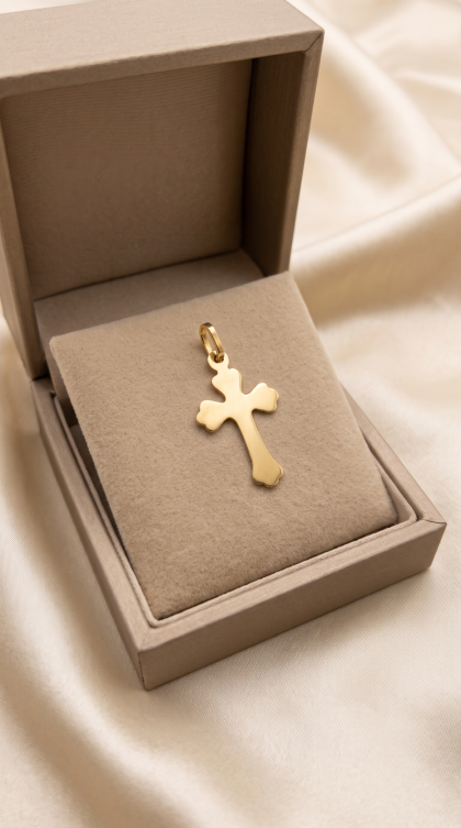Dije Cruz Estilizada en Oro Amarillo 18K