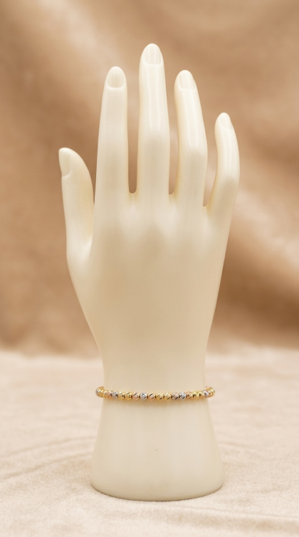 Aro En Oro Combinado 18K de Balines Diamantados