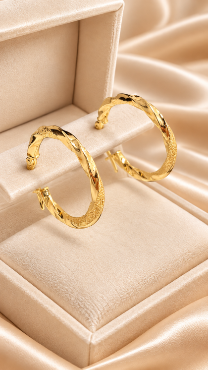 Candongas Diamantadas En Oro Amarillo 18K