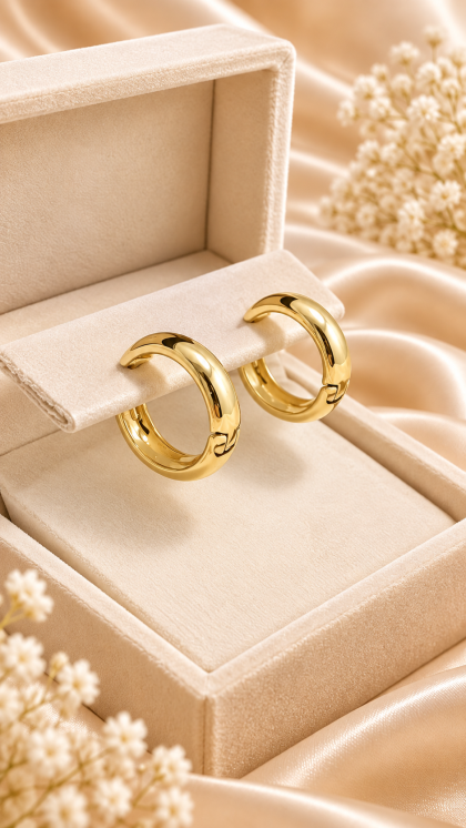 Candongas En Oro Amarillo 18K Silueta Abombada Lisa