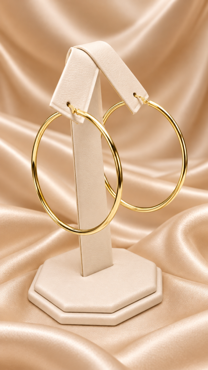 Candongas En Oro Amarillo 18K Grandes Silueta Clásica Pulida