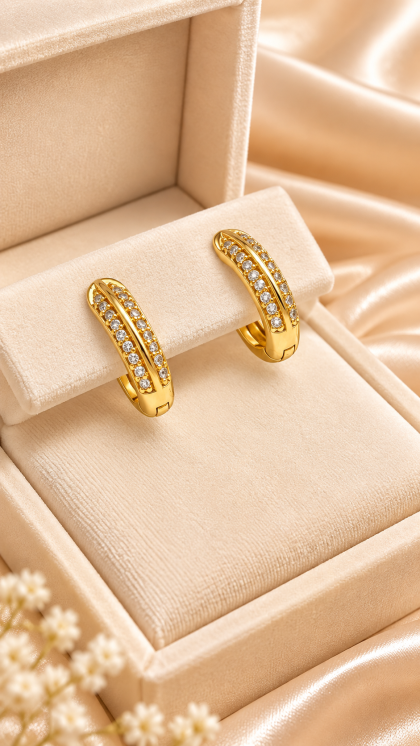 Candongas En Oro Amarillo 18K con Circon