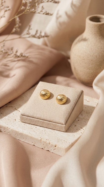 Topos en oro amarillo 18K con diseño tallado