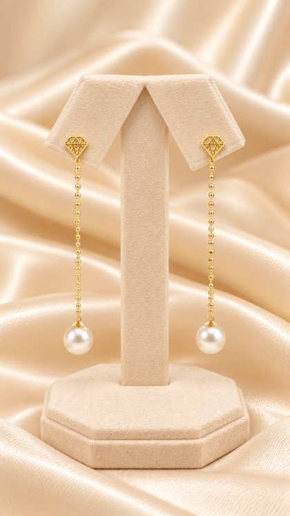 Aretes En Oro Amarillo 18K De 2.8 Gr Con Perla