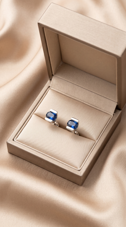Topos en oro blanco 18K con Zafiros