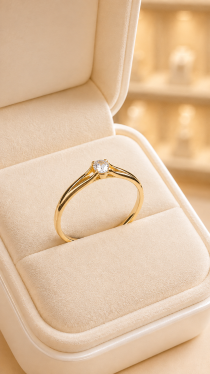 Anillo en oro amarillo 18K con Circon