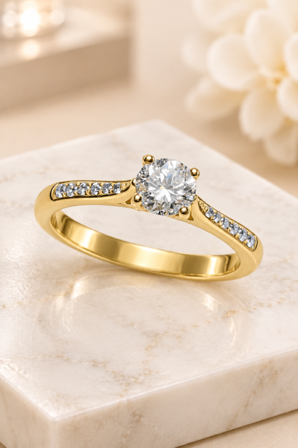 Anillo en oro amarillo 18K con Diamantes