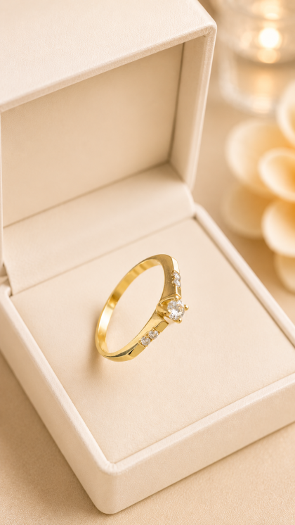 Anillo en oro amarillo 18K con Diamantes