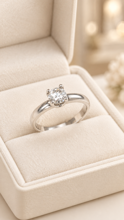 Anillo en oro blanco 18K con Circon