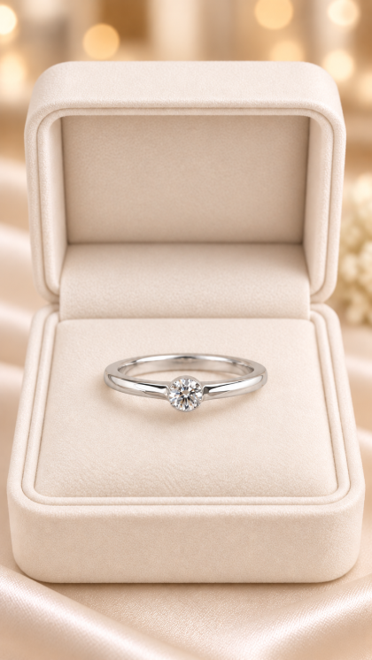 Anillo en oro blanco 18K con Diamante