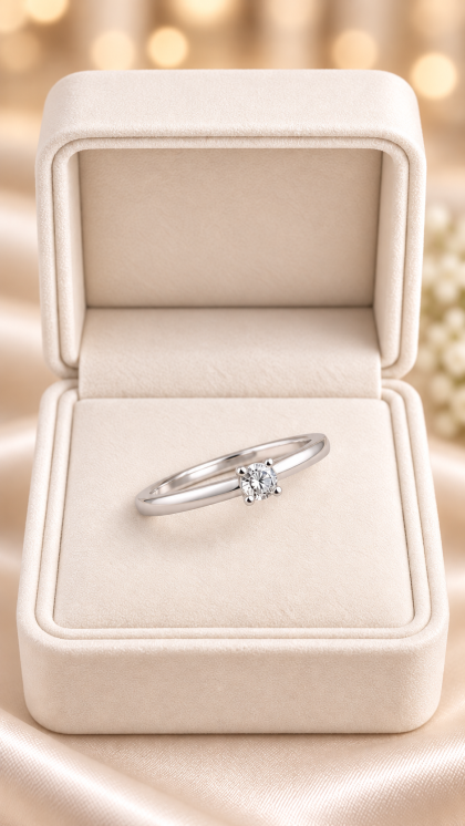 Anillo en oro blanco 18K con Diamante