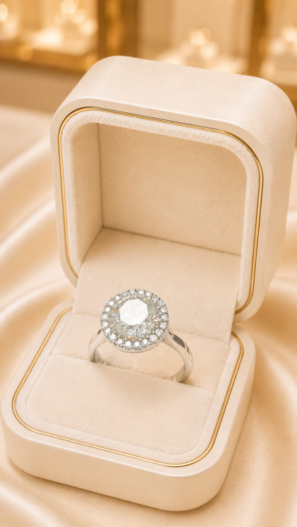 Anillo en oro blanco 18K con Diamantes