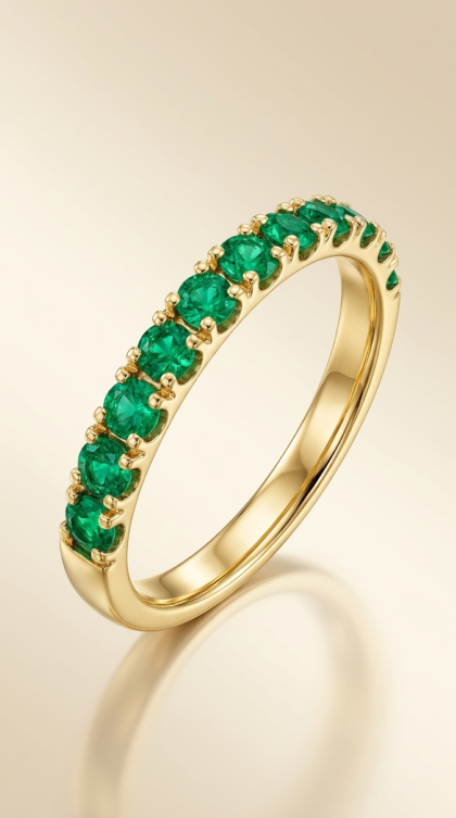 Argolla en oro amarillo 18K con Esmeralda