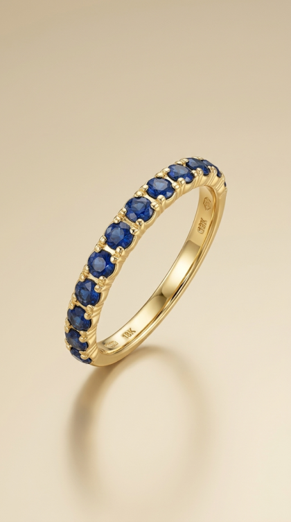 Argolla en oro amarillo 18K con Zafiros