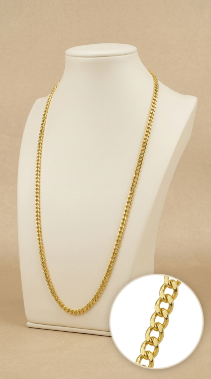 Cadena Cubana en oro amarillo 18K