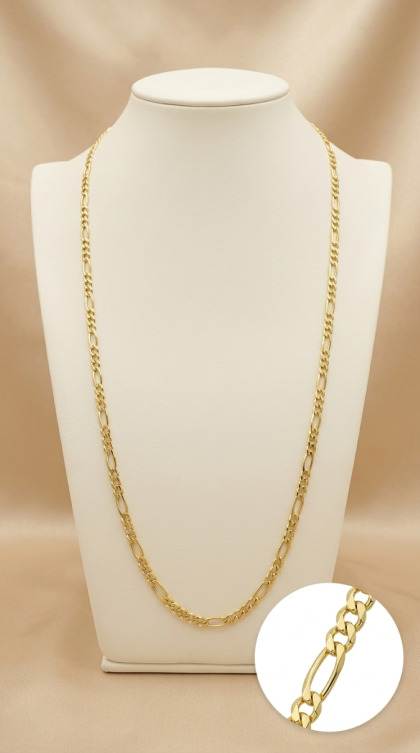 Cadena Figaro en oro amarillo 18K