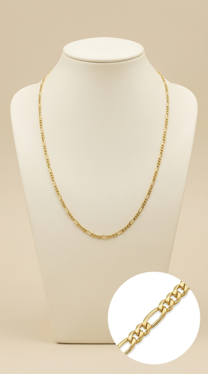 Cadena Fígaro en oro amarillo 18K