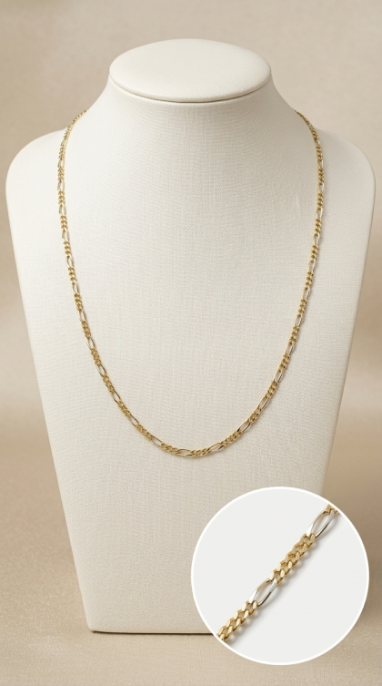 Cadena Fígaro en oro amarillo 18K