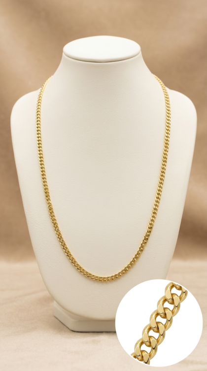 Cadena Cubana en oro amarillo 18K