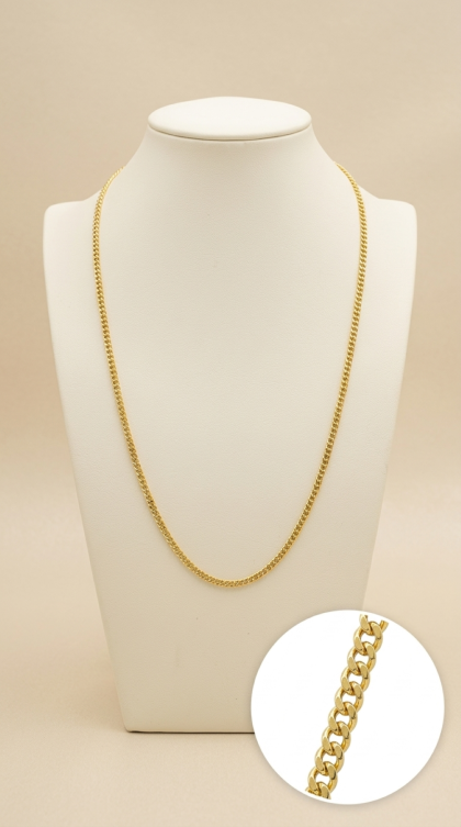 Cadena Cubana en oro amarillo 18K