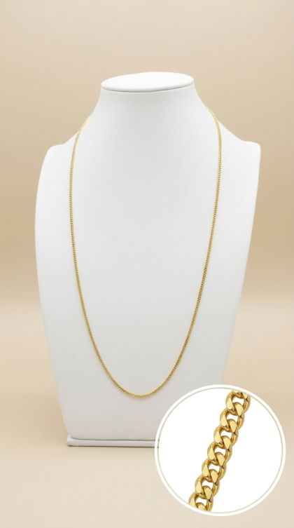 Cadena Cubana en oro amarillo 18K