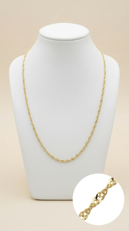 Cadena Singapur en oro amarillo 18K