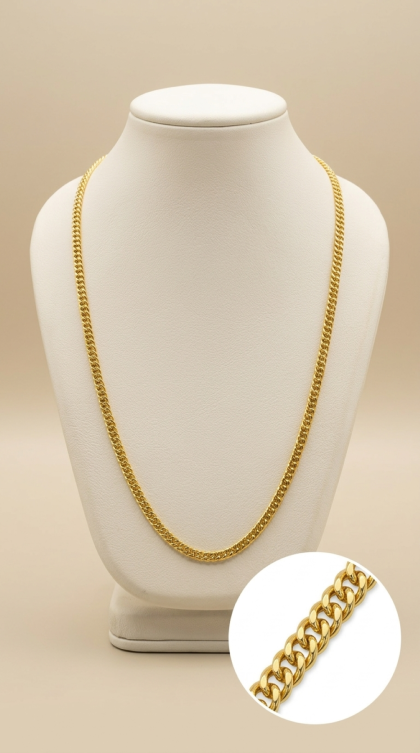 Cadena Cubana en oro amarillo 18K