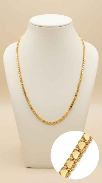 Cadena de corazones en oro amarillo 18K