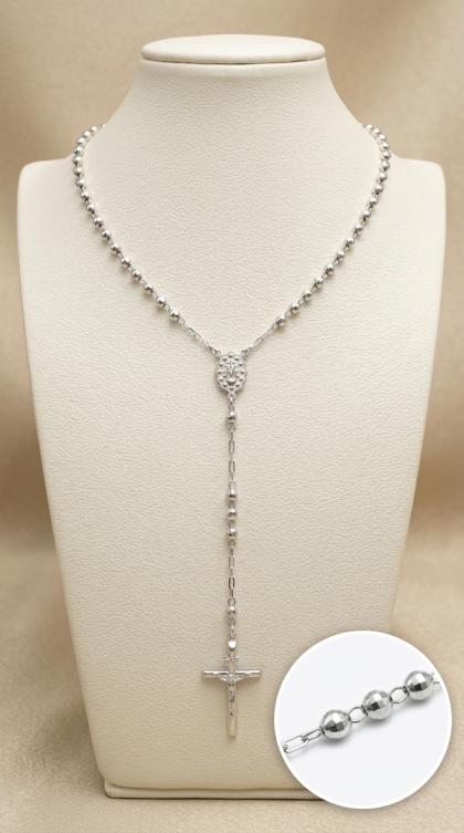 Rosario en oro blanco 18K