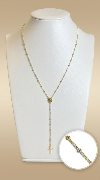 Rosario en oro combinado 18K